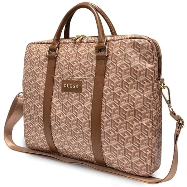 Guess Τσάντα GUCB15HGCFSEW 16" καφέ/brown GCube Stripes 2