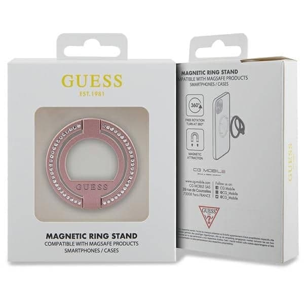 Guess MagSafe Ring stand GUMRSALDGP ροζ/pink Rhinestone 4