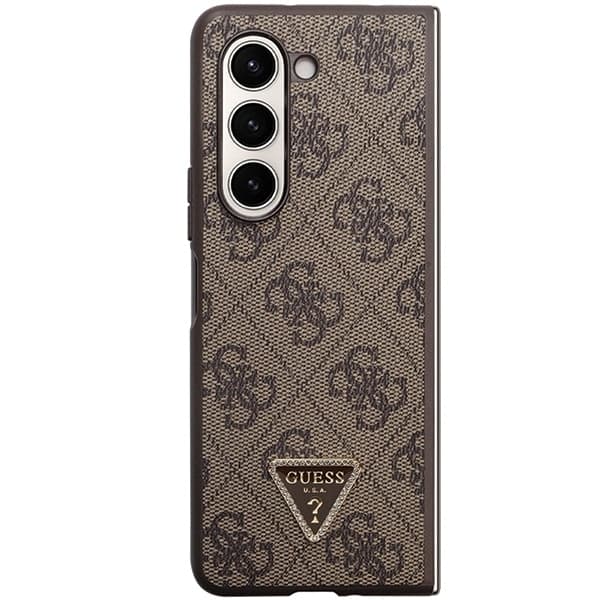 Guess Leather 4G Triangle Strass - θήκη για Samsung Galaxy Z Fold5 - Καφέ 2