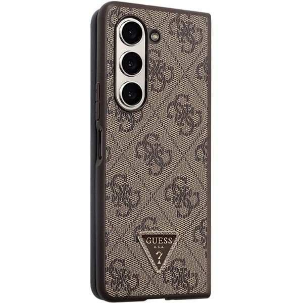 Guess Leather 4G Triangle Strass - θήκη για Samsung Galaxy Z Fold5 - Καφέ 5