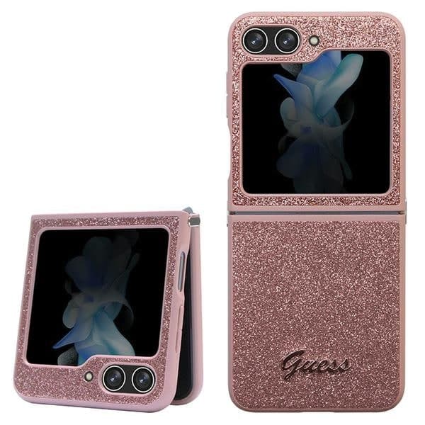 Guess Glitter Script - θήκη για Samsung Galaxy Z Flip5 - Ροζ