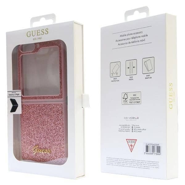 Guess Glitter Script - θήκη για Samsung Galaxy Z Flip5 - Ροζ 8