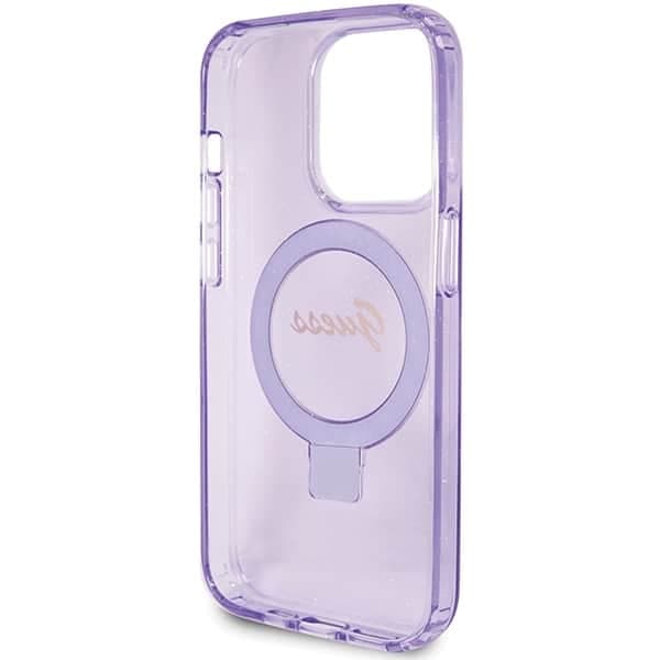 Guess Ring Stand Script Glitter MagSafe - θήκη για Apple iPhone 15 Pro - Μωβ 7