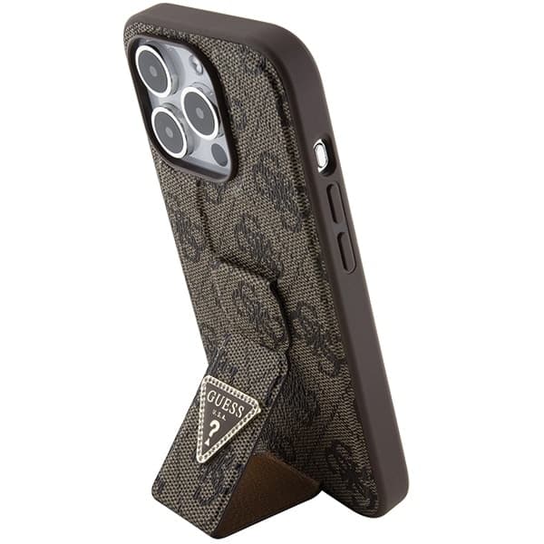 Guess GUHCP15LPGS4TDW iPhone 15 Pro 6.1"  καφέ/brown hardcase Grip Stand 4G Triangle Strass 2
