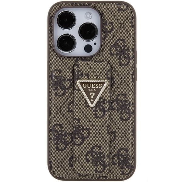 Guess GUHCP15LPGS4TDW iPhone 15 Pro 6.1"  καφέ/brown hardcase Grip Stand 4G Triangle Strass 4