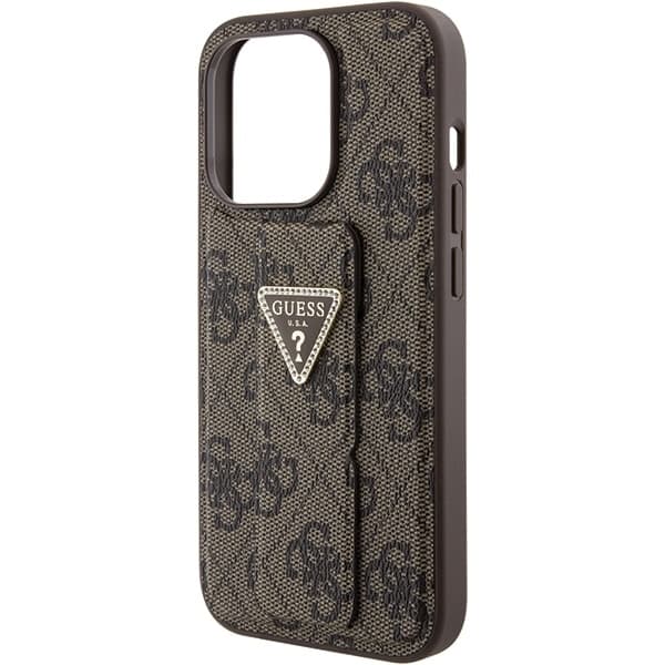 Guess GUHCP15LPGS4TDW iPhone 15 Pro 6.1"  καφέ/brown hardcase Grip Stand 4G Triangle Strass 7