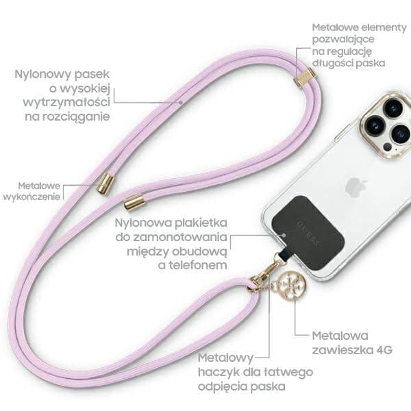 Guess GUOUCNMG4EU Universal CBDY Cord pasek liliowy/lila Nylon 4G Metal Charm 2