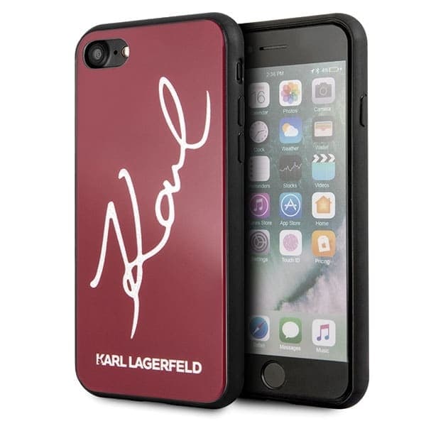Karl Lagerfeld Signature Glitter - θήκη για Apple iPhone 7 / 8 SE (2020) (2022) - Κόκκινο