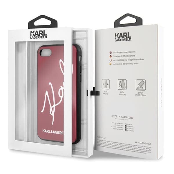 Karl Lagerfeld Signature Glitter - θήκη για Apple iPhone 7 / 8 SE (2020) (2022) - Κόκκινο 7