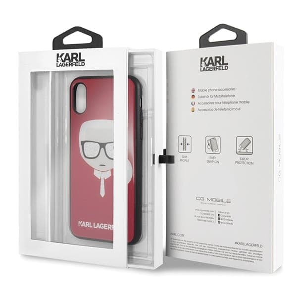 Karl Lagerfeld Glitter Karl`s Head - θήκη για Apple iPhone X/Xs - Κόκκινο 7