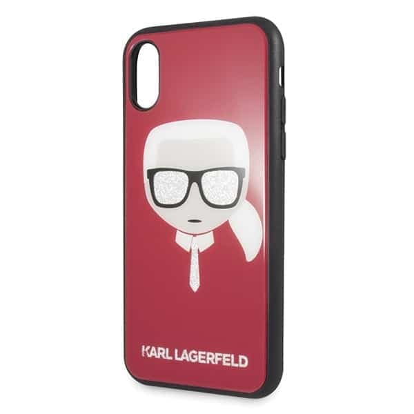 Karl Lagerfeld Glitter Karl`s Head - θήκη για Apple iPhone X/Xs - Κόκκινο 3