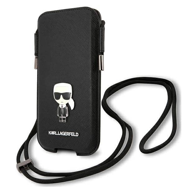 Karl Lagerfeld Τσάντα KLHCP12MOPHKMK 6,1" μαύρη/black hardcase Saffiano Ikonik Karl`s