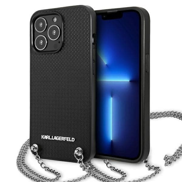 Karl Lagerfeld Leather Textured and Chain - θήκη για Apple iPhone 13 Pro Max - Μαύρο