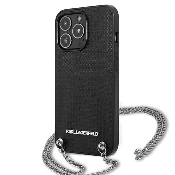 Karl Lagerfeld Leather Textured and Chain - θήκη για Apple iPhone 13 Pro Max - Μαύρο 2