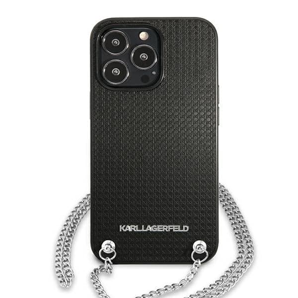 Karl Lagerfeld Leather Textured and Chain - θήκη για Apple iPhone 13 Pro Max - Μαύρο 3