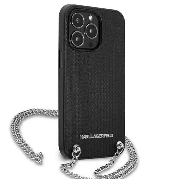 Karl Lagerfeld Leather Textured and Chain - θήκη για Apple iPhone 13 Pro Max - Μαύρο 4