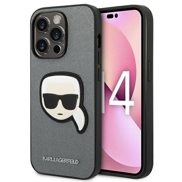 Karl Lagerfeld Saffiano Karl`s Head Patch - θήκη για Apple iPhone 14 Pro - Διάφανο