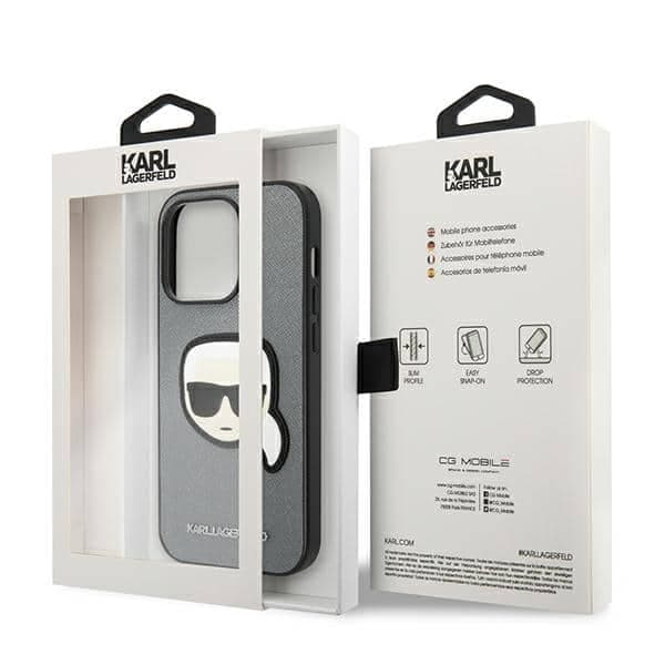 Karl Lagerfeld Saffiano Karl`s Head Patch - θήκη για Apple iPhone 14 Pro - Διάφανο 8