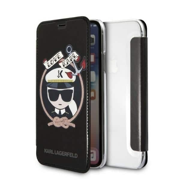 Karl Lagerfeld Signature Glitter - θήκη για Apple iPhone X / XS - Μαύρο