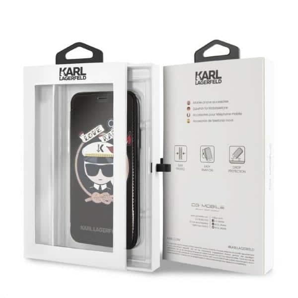 Karl Lagerfeld Signature Glitter - θήκη για Apple iPhone X / XS - Μαύρο 10