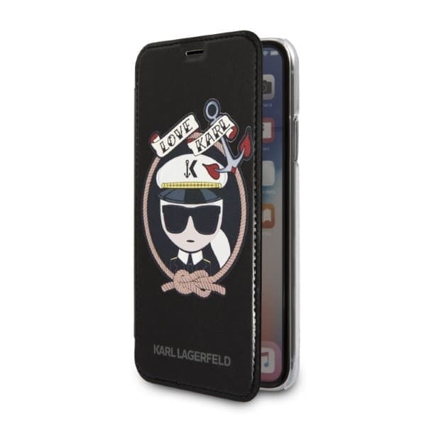 Karl Lagerfeld Signature Glitter - θήκη για Apple iPhone X / XS - Μαύρο 2