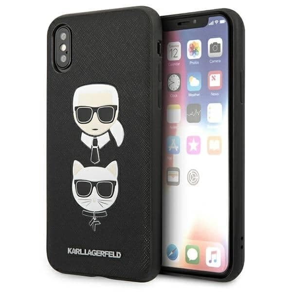 Karl Lagerfeld Saffiano Karl&Choupette Head - θήκη για Apple iPhone X / XS - Μαύρο