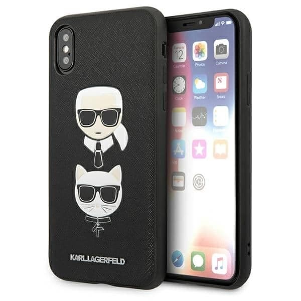 Karl Lagerfeld Saffiano Karl&Choupette Head - θήκη για Apple iPhone XS Max - Μαύρο