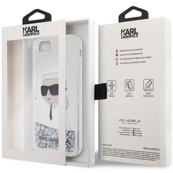 Karl Lagerfeld Liquid Glitter Karl's Head - θήκη για Apple iPhone 7 / 8 SE (2020) (2022) - Ασημί 8