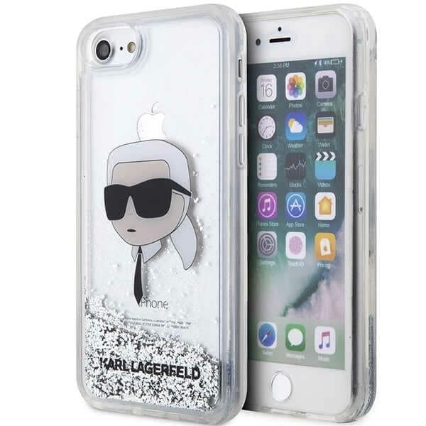 Karl Lagerfeld Liquid Glitter Karl's Head - θήκη για Apple iPhone 7 / 8 SE (2020) (2022) - Ασημί