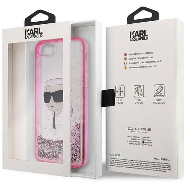 Karl Lagerfeld Liquid Glitter Karl's Head - θήκη για Apple iPhone 7 / 8 SE (2020) (2022) - Ροζ 8