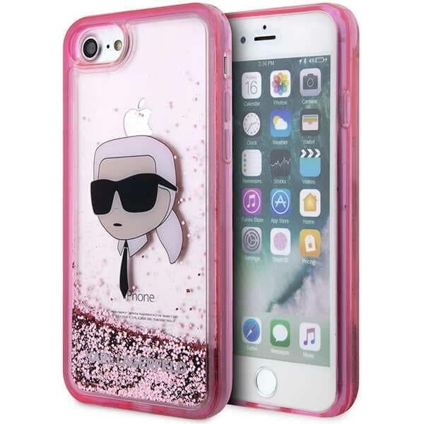 Karl Lagerfeld Liquid Glitter Karl's Head - θήκη για Apple iPhone 7 / 8 SE (2020) (2022) - Ροζ