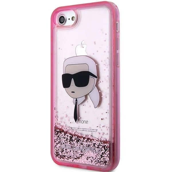 Karl Lagerfeld Liquid Glitter Karl's Head - θήκη για Apple iPhone 7 / 8 SE (2020) (2022) - Ροζ 2