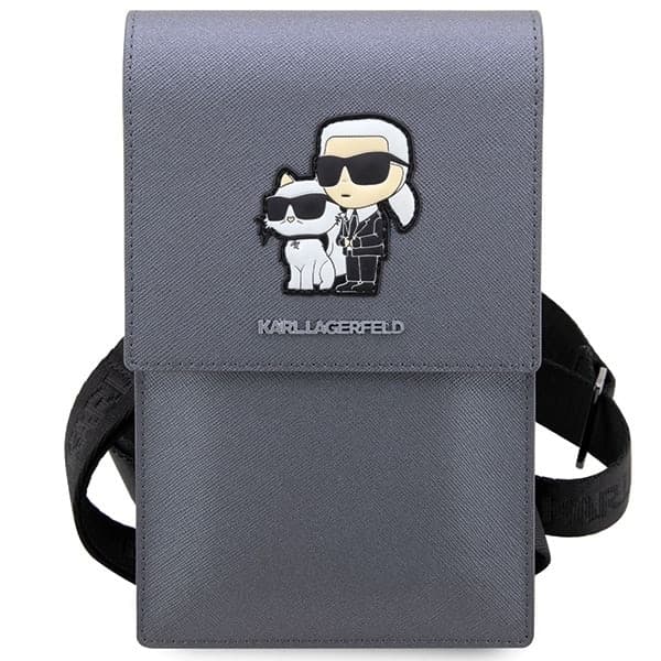 Karl Lagerfeld Τσάντα KLWBSAKCPMG ασημί Saffiano Karl & Choupette 2