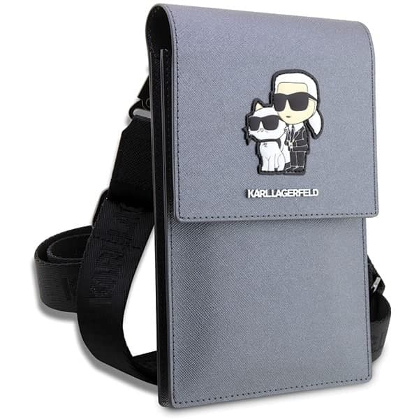 Karl Lagerfeld Τσάντα KLWBSAKCPMG ασημί Saffiano Karl & Choupette 3