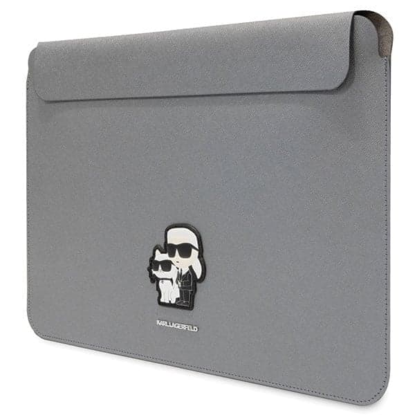 Karl Lagerfeld Θήκη KLCS16SAKCPMG 16" ασημί Saffiano Karl&Choupette 2