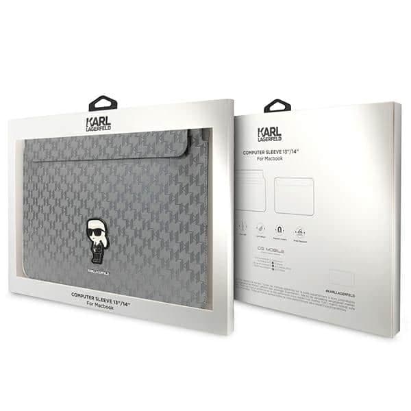Karl Lagerfeld Θήκη KLCS14SAKHPKG 14" ασημί Saffiano Monogram Ikonik 4