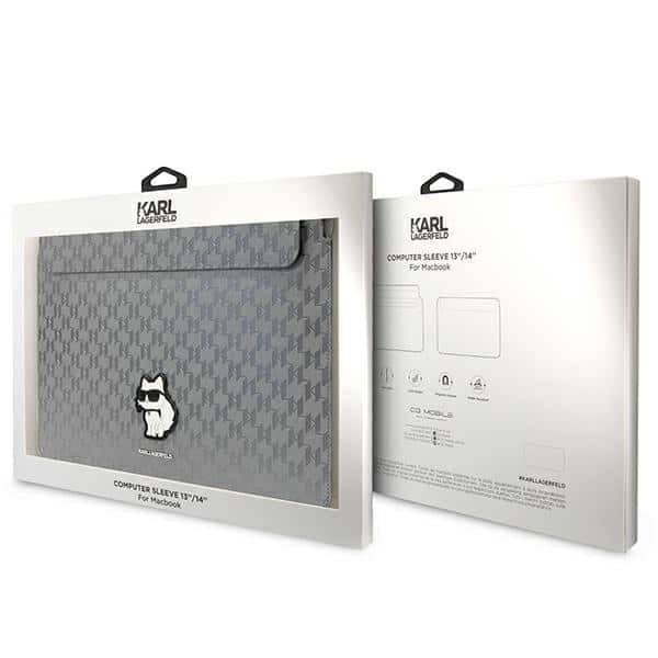 Karl Lagerfeld Θήκη KLCS14SAKHPCG 14" ασημί Saffiano Monogram Choupette 4