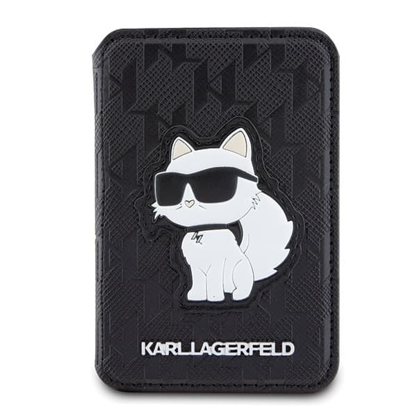 Karl Lagerfeld KLWMSPSAKHCK Πορτοφόλι με Θήκη Κάρτας και Βάση Saffiano Monogram Choupette MagSafe μαύρο/μαύρο 3