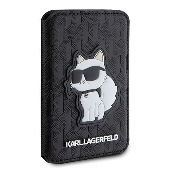 Karl Lagerfeld KLWMSPSAKHCK Πορτοφόλι με Θήκη Κάρτας και Βάση Saffiano Monogram Choupette MagSafe μαύρο/μαύρο 4