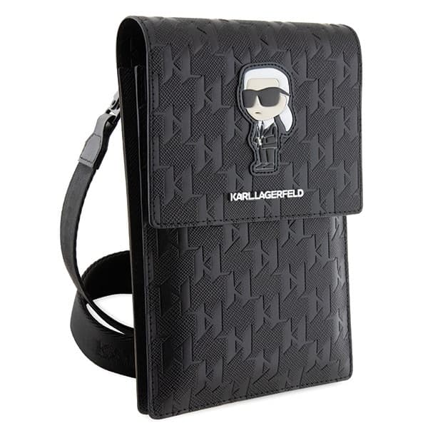 Karl Lagerfeld Τσάντα KLWBSAKHPKK μαύρη/black Saffiano Monogram Ikonik 3