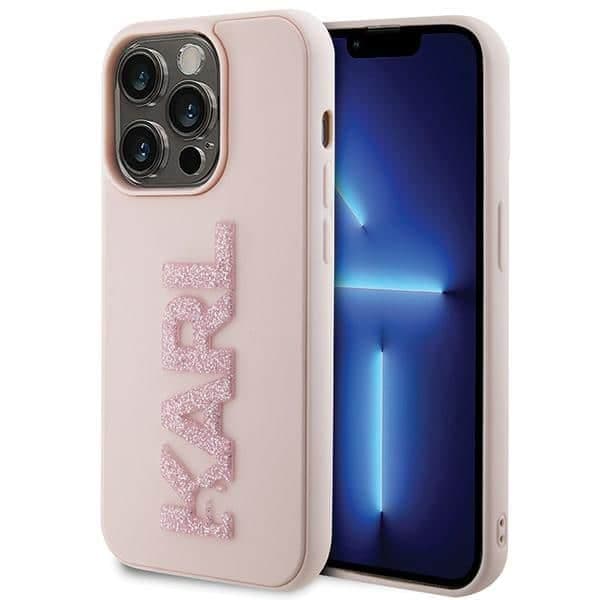 Karl Lagerfeld 3D Rubber Glitter Logo - θήκη για Apple iPhone 15 Pro Max - Ροζ