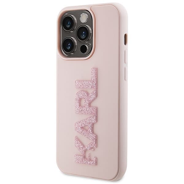 Karl Lagerfeld 3D Rubber Glitter Logo - θήκη για Apple iPhone 15 Pro Max - Ροζ 2