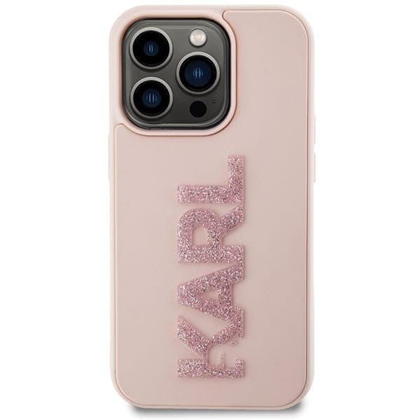 Karl Lagerfeld 3D Rubber Glitter Logo - θήκη για Apple iPhone 15 Pro Max - Ροζ 3