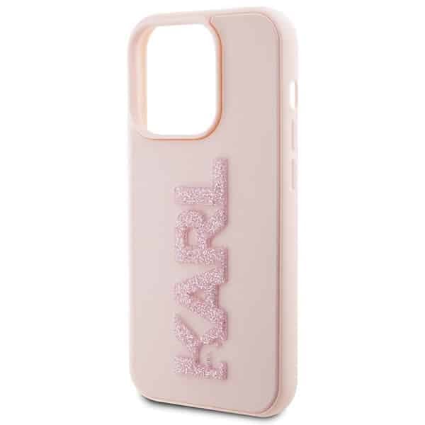 Karl Lagerfeld 3D Rubber Glitter Logo - θήκη για Apple iPhone 15 Pro Max - Ροζ 6