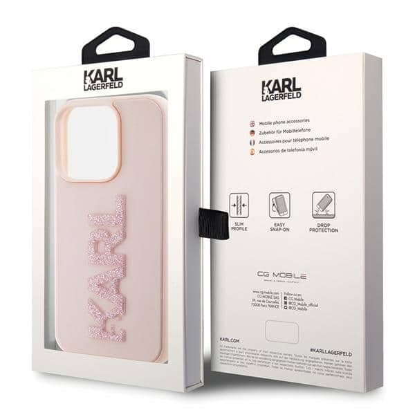 Karl Lagerfeld 3D Rubber Glitter Logo - θήκη για Apple iPhone 15 Pro Max - Ροζ 8