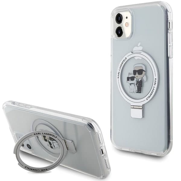 Karl Lagerfeld Ring Stand Karl&Choupette Magsafe - θήκη για Apple iPhone 11 / XR - Λευκό