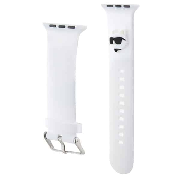 Karl Lagerfeld Pasek KLAWLSLCNH Apple Watch 42/44/45/49mm biały/white strap 3D Rubber Choupette Head 3