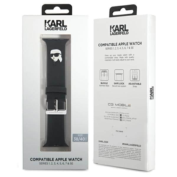Karl Lagerfeld 3D Rubber Karl - θήκη για Apple Watch 38mm (1st gen) / 40mm 41mm - Μαύρο 4