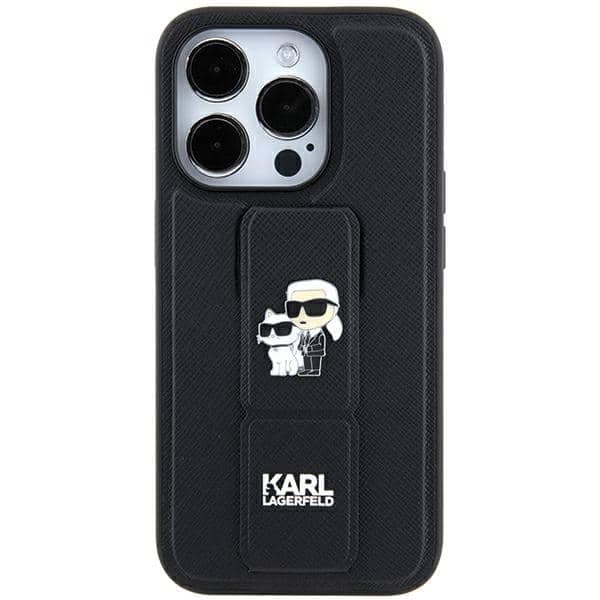 Karl Lagerfeld Gripstand Saffiano Karl&Choupette Pins - Apple iPhone 11 / XR - Μαύρο 4