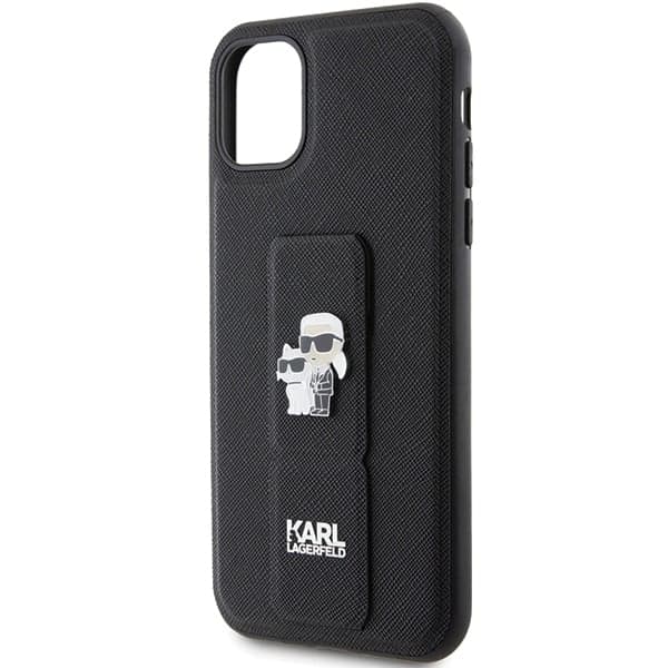 Karl Lagerfeld Gripstand Saffiano Karl&Choupette Pins - Apple iPhone 11 / XR - Μαύρο 6